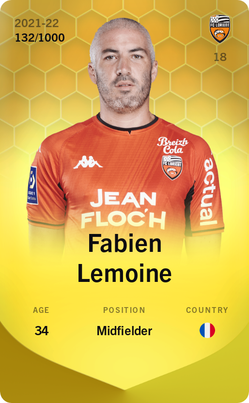 Sorare - Sorare Official - Fabien Lemoine 2021-22 • Limited 132/1000 - NFT # 95832150349815508680720554580387994802356995613496740423344500372236734350810