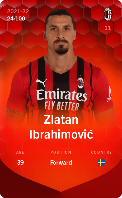 Sorare - Sorare Official - Zlatan Ibrahimović 2021-22 • Rare 24/100 - NFT # 32695820162342553069105053539463918968585911661981242795324079717672997300349