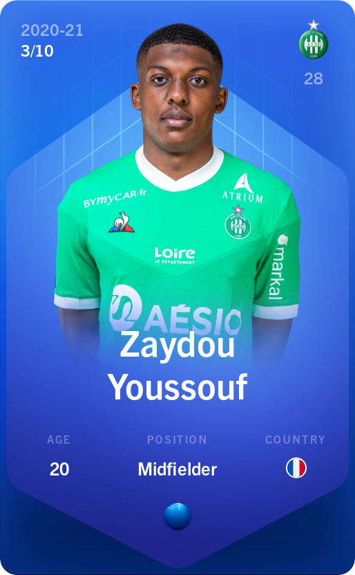 Sorare - Sorare Official - Zaydou Youssouf 2020-21 • Super Rare 3/10 - NFT # 58485944516361130022066296078954491109918074096551071002302142014791198468753