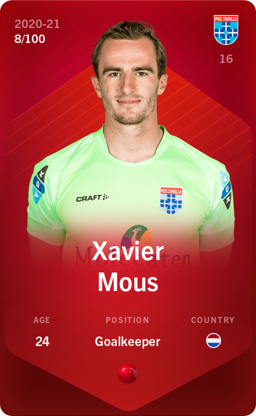 Sorare - Sorare Official - Xavier Mous 2020-21 • Rare 8/100 - NFT # 12476382024379367991487849941767035568487836329717207270725074203712852129644