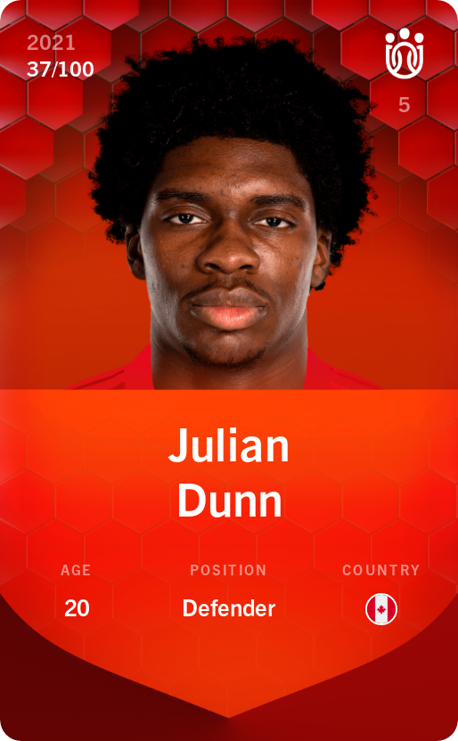 Sorare - Sorare Official - Julian Dunn 2021-22 • Rare 37/100 - NFT # 95544402476013718377952860295027114701656279559930459103206203069082829987179