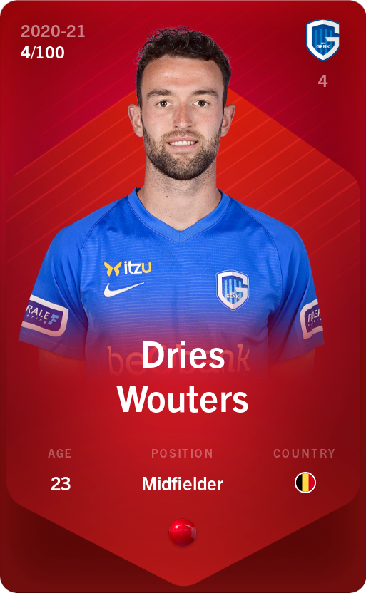 Sorare - Sorare Official - Dries Wouters 2020-21 • Rare 4/100 - NFT # 40790063490334150798722879655798632024447551071781766530551951797711613608116