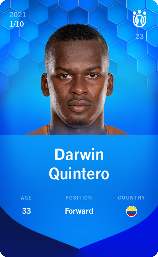Sorare - Sorare Official - Darwin Quintero 2021-22 • Super Rare 1/10 - NFT # 98482386353071171589606105053115671289845638928907293405504094949728948686443