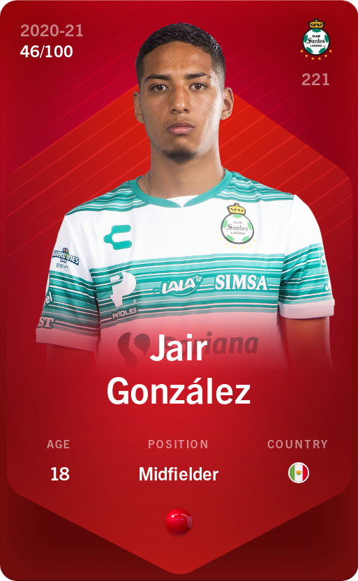 Sorare - Sorare Official - Jair González 2020-21 • Rare 46/100 - NFT # 105999084377338309566126971125721860195199033993931459803221396308423995852416