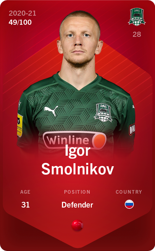 Sorare - Sorare Official - Igor Smolnikov 2020-21 • Rare 49/100 - NFT # 97580384064208256562156701316165718772205499576876365673373196976399634110654