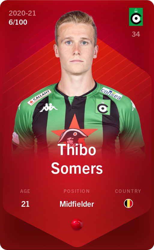 Sorare - Sorare Official - Thibo Somers 2020-21 • Rare 6/100 - NFT # 11037192455372122884343654268601088487635502938996567756541607460412226419698