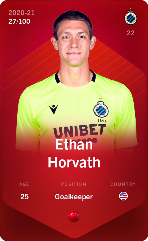 Sorare - Sorare Official - Ethan Horvath 2020-21 • Rare 27/100 - NFT # 92780640209137690322666389723264408912107001032665603515097753774974841832596