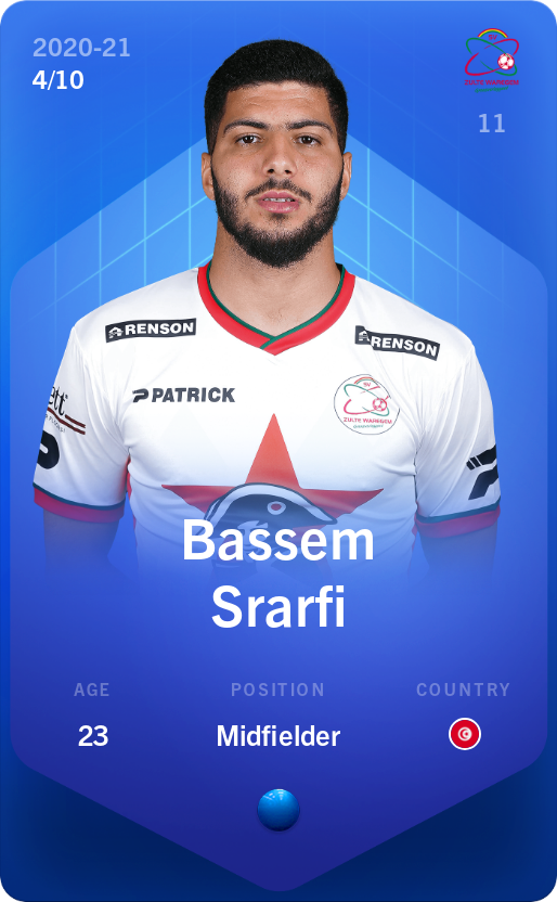 Sorare - Sorare Official - Bassem Srarfi 2020-21 • Super Rare 4/10 - NFT # 111564305043081694220653591438245284364854106118636325039510238018209252638233