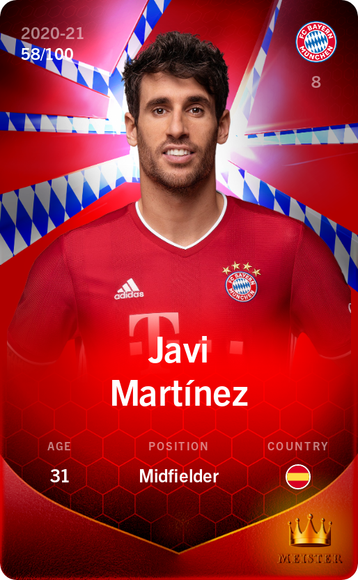 Sorare - Sorare Official - Javi Martínez 2020-21 • Rare 58/100 - NFT # 101404154492354101503911312274378357316244346923452093811955147655442401496956