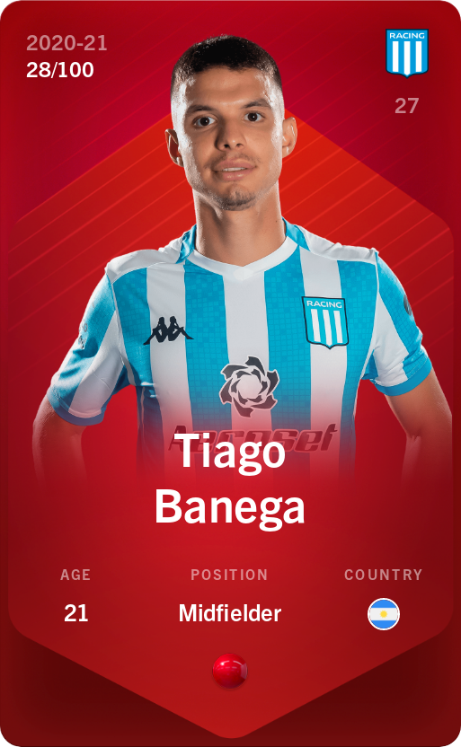 Sorare - Sorare Official - Tiago Banega 2020-21 • Rare 28/100 - NFT # 84937293688287607931782986747084927998208570842029005652958762185596490526174