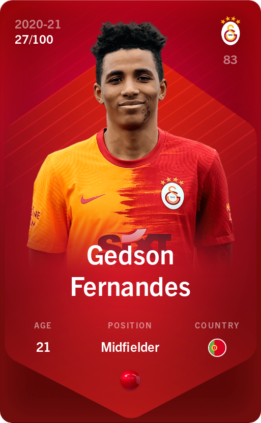Sorare - Sorare Official - Gedson Fernandes 2020-21 • Rare 27/100 - NFT # 111792170959024031814432165083427928776469682863619431600971491340320180688124