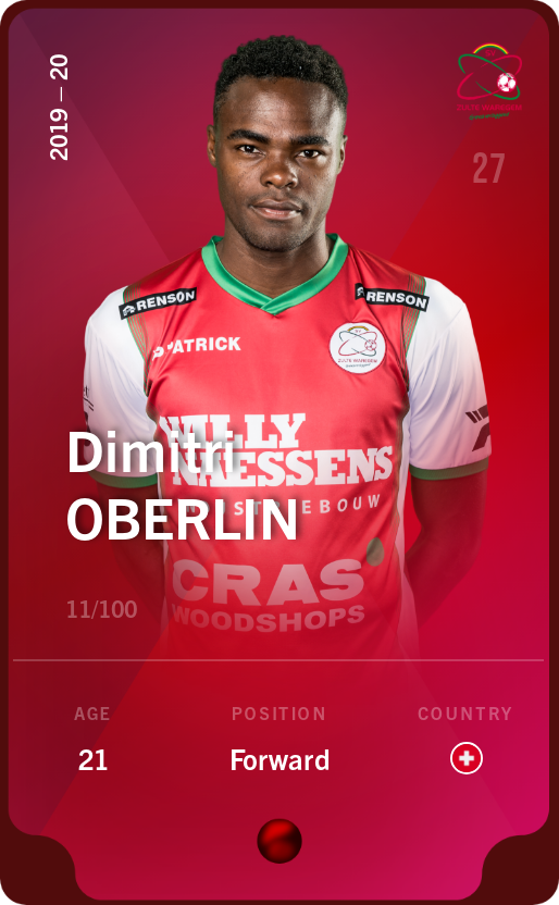 Sorare - Sorare Official - Dimitri Oberlin 2019-20 • Rare 11/100 - NFT # 13636605330212167156091727272500454648421402202895044530419027845679604906899