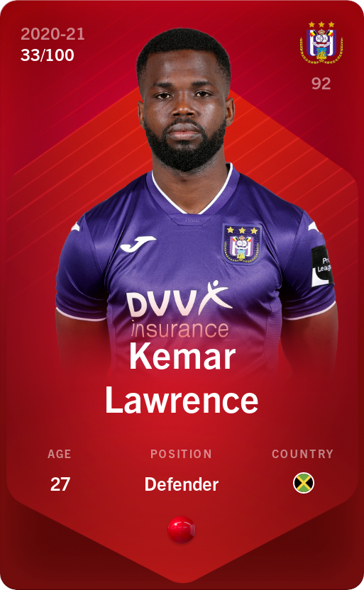 Sorare - Sorare Official - Kemar Lawrence 2020-21 • Rare 33/100 - NFT # 21607076053107776438167760390382810200599285636056951430883126064933934832321
