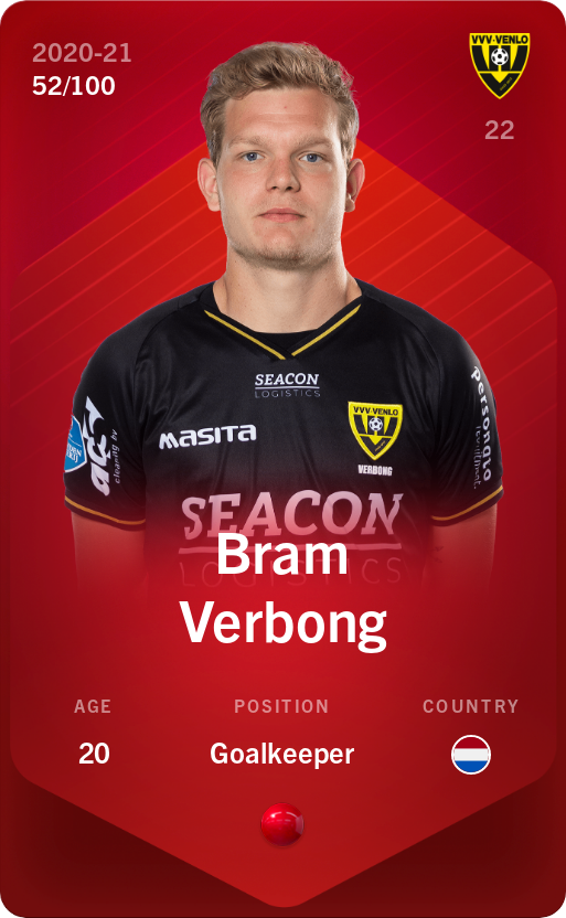 Sorare - Sorare Official - Bram Verbong 2020-21 • Rare 52/100 - NFT # 26435192305246965361646404416090491314985940415592028536186676176665363131350