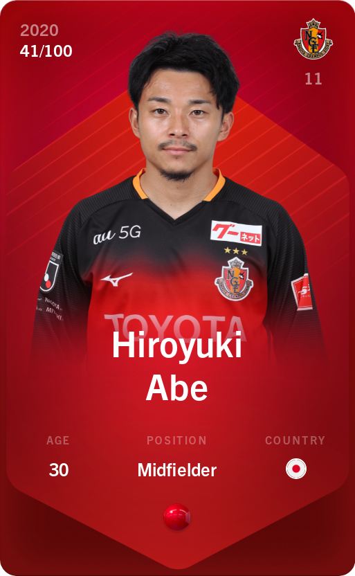 Sorare - Sorare Official - Hiroyuki Abe 2020-21 • Rare 41/100 - NFT # 91563818550186908380669865933032496911239039085200178681584519964223598050877