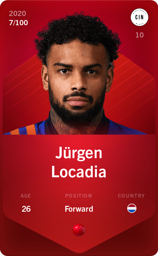 Sorare - Sorare Official - Jürgen Locadia 2020-21 • Rare 7/100 - NFT # 11954553461868569013344036335455035191074764359436685954917996137463422773904