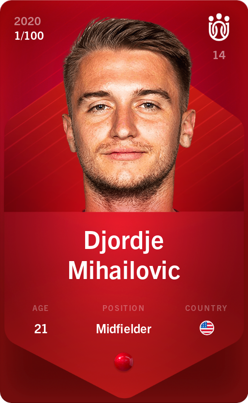 Sorare - Sorare Official - Djordje Mihailovic 2020-21 • Rare 1/100 - NFT # 68332971139011448231561392832872013588791014945473110058810712188554760681930