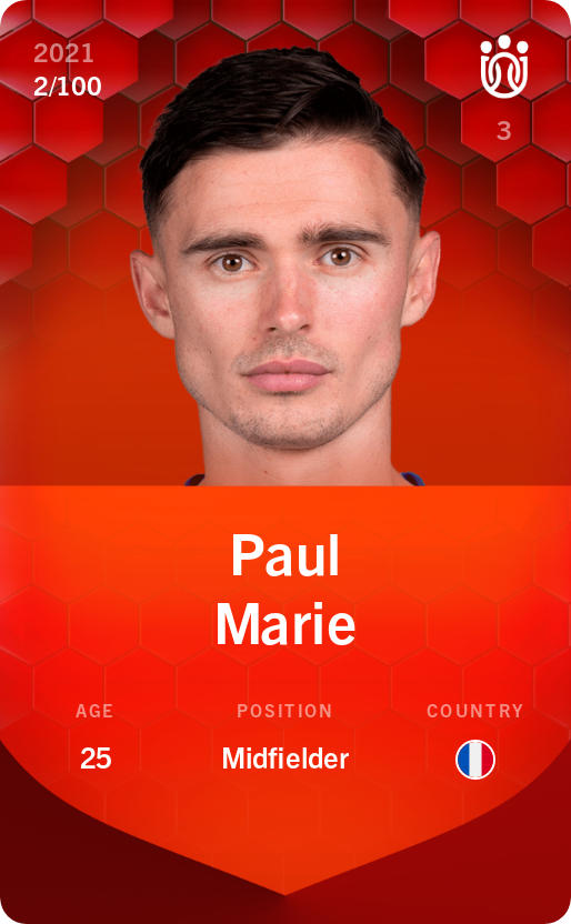 Sorare - Sorare Official - Paul Marie 2021-22 • Rare 2/100 - NFT # 45368133482122221048888321250452458017631891179266967070469931391745261421338
