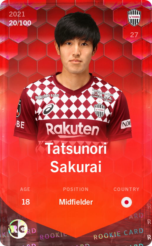 Sorare - Sorare Official - Tatsunori Sakurai 2021-22 • Rare 20/100 - NFT # 208856218645619758118374390974755619410145291105215338794185439962646360592