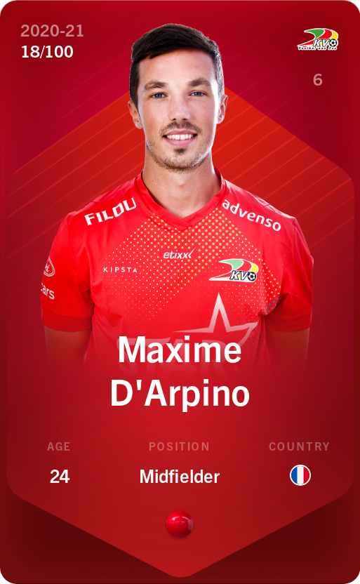 Sorare - Sorare Official - Maxime D'Arpino 2020-21 • Rare 18/100 - NFT # 7670666288452503190523625486241180838704189685628716989243760654778703197766