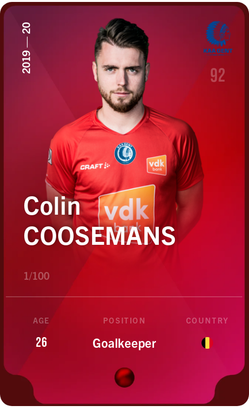Sorare - Sorare Official - Colin Coosemans 2019-20 • Rare 1/100 - NFT # 51424240829596764523649175534953185656085065844371986985549706781984770887634