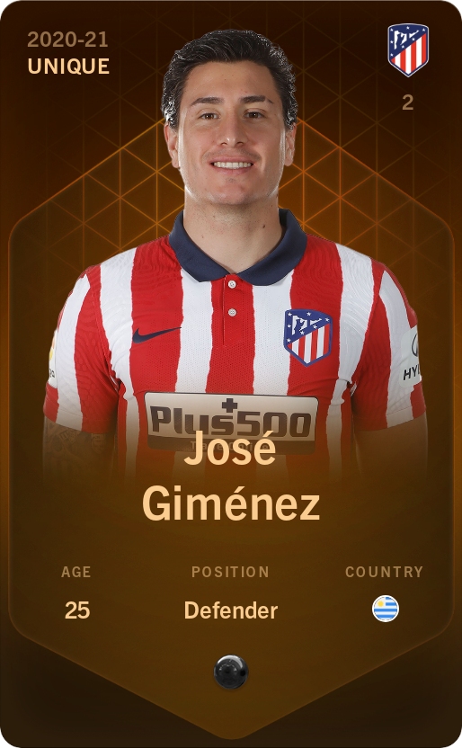 Sorare - Sorare Official - José Giménez 2020-21 • Unique - NFT # 25781099439247577607138549598362569702453051372503348601262958213875115278033