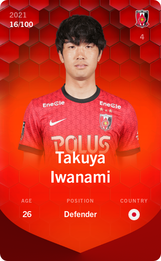 Sorare - Sorare Official - Takuya Iwanami 2021-22 • Rare 16/100 - NFT # 54517358354392179316726648481573278584304822111289426760500165973581659700052