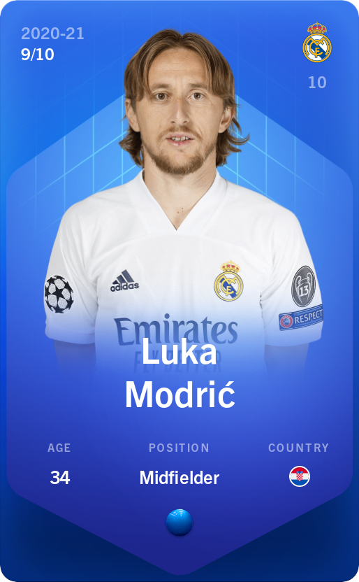 Sorare - Sorare Official - Luka Modrić 2020-21 • Super Rare 9/10 - NFT # 2117656438958554293219322121001396689874805212938645775085937724990970667786