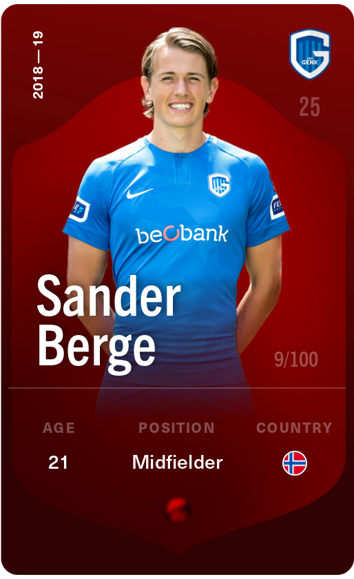 Sorare - Sorare Official - Sander Berge 2018-19 • Rare 9/100 - NFT # 54084332143415762290857318818017837629947139565330135666109075753203764930500