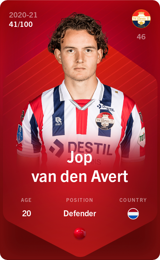 Sorare - Sorare Official - Jop van den Avert 2020-21 • Rare 41/100 - NFT # 77297832334304996399952068175073662348706432959498816477586378539982428110105