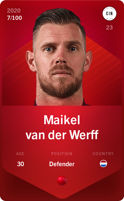 Sorare - Sorare Official - Maikel van der Werff 2020-21 • Rare 7/100 - NFT # 49671410827982373640007788442952587517703887774286552681502329328105359969940