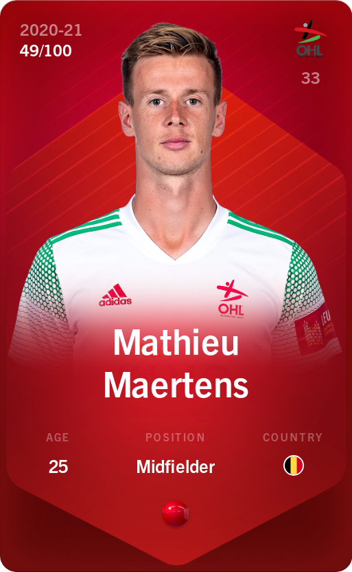 Sorare - Sorare Official - Mathieu Maertens 2020-21 • Rare 49/100 - NFT # 86277171041917818094216621890314848862745341698744228922727842174111712366156