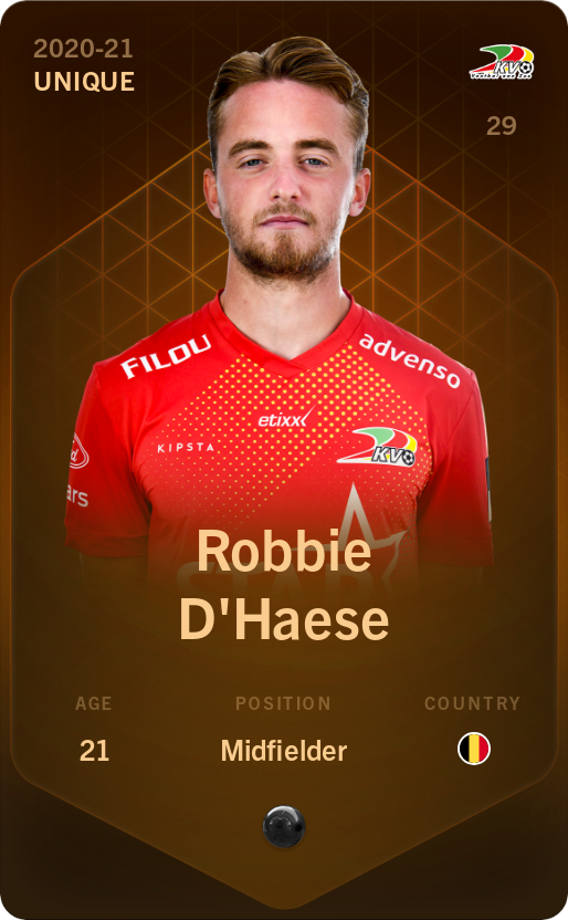 Sorare - Sorare Official - Robbie D'Haese 2020-21 • Unique - NFT # 32172377968068464430473188949244921677940950232328709801143049430285845248405