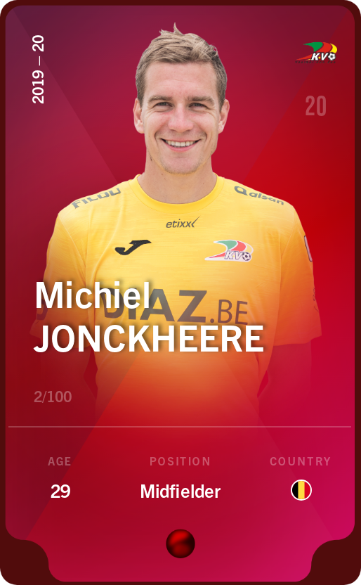Sorare - Sorare Official - Michiel Jonckheere 2019-20 • Rare 2/100 - NFT # 9903248300457519774447720897592353194673690504633420454449084371498794124628