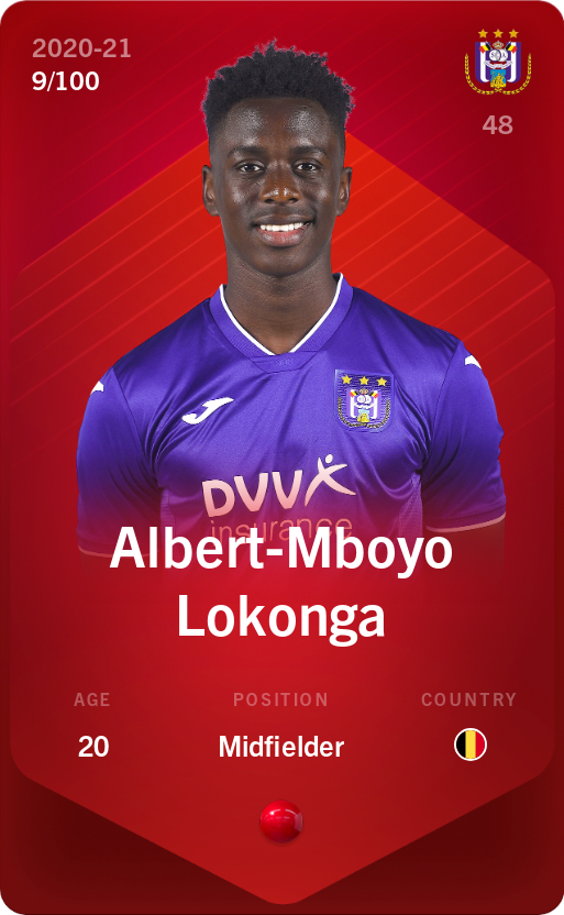Sorare - Sorare Official - Albert-Mboyo Lokonga 2020-21 • Rare 9/100 - NFT # 114667116552198166247156180408867003347321149341416429661155048673443118614491