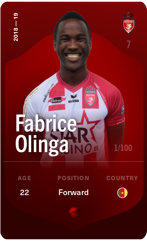 Sorare - Sorare Official - Fabrice Olinga 2018-19 • Rare 1/100 - NFT # 60048542766818578692896585958940821070080354843651381867054346002758310465042