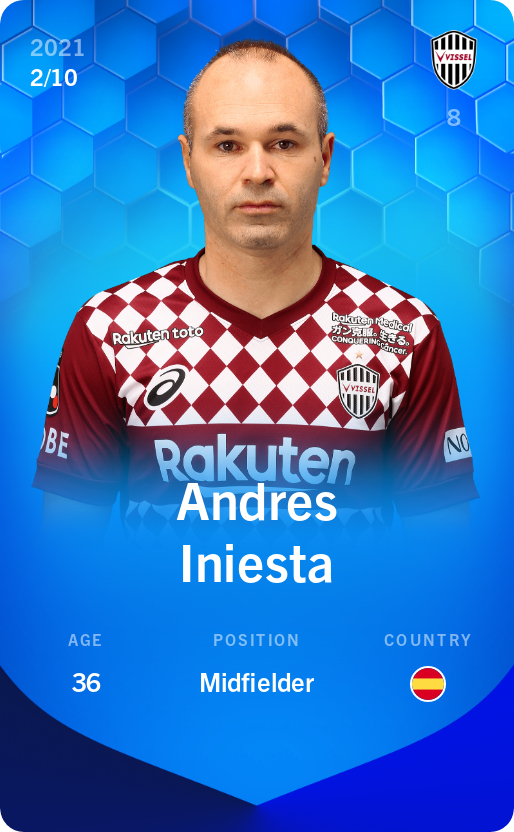 Sorare - Sorare Official - Andres Iniesta 2021-22 • Super Rare 2/10 - NFT # 42961192772007006232312664909168945599565866780971984032394924499244347039300