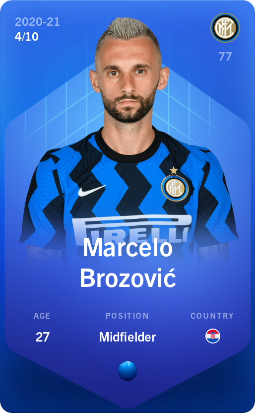 Sorare - Sorare Official - Marcelo Brozović 2020-21 • Super Rare 4/10 - NFT # 47593047836039954665039544106204141876985259303534418054247166925067018916695