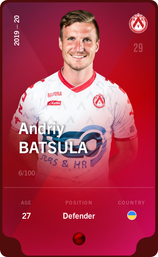 Sorare - Sorare Official - Andriy Batsula 2019-20 • Rare 6/100 - NFT # 113125078222183886598806538813049632857916587181257719326185740601363006899779