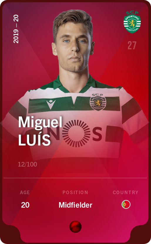 Sorare - Sorare Official - Miguel Luís 2019-20 • Rare 12/100 - NFT # 71324634411574733682030514790462021666311451070039888141892230068331716847192