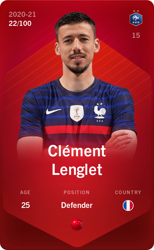 Sorare - Sorare Official - Clément Lenglet 2020-21 • Rare 22/100 - NFT # 105670442821947121090478394852156118597504120706515389793021780485581894682128
