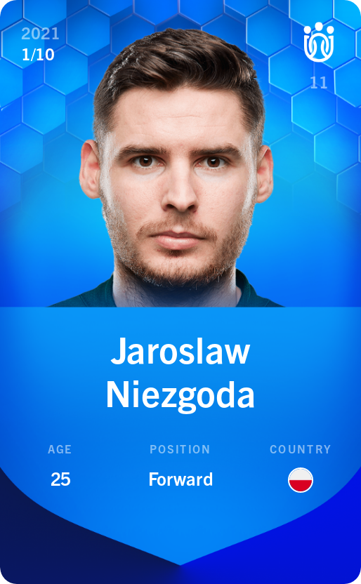 Sorare - Sorare Official - Jaroslaw Niezgoda 2021-22 • Super Rare 1/10 - NFT # 16678681995827050330071543039063633510664506151987649751208391406329790400026