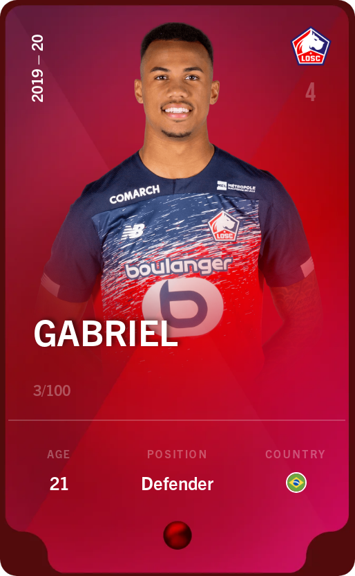 Sorare - Sorare Official - Gabriel 2019-20 • Rare 3/100 - NFT # 51516551015805238685747626711236196159552153344930830918599845784948732206541
