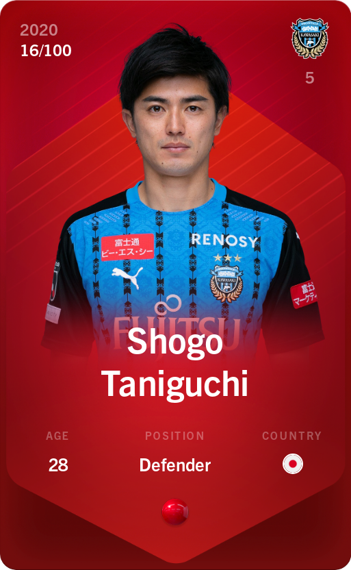 Sorare - Sorare Official - Shogo Taniguchi 2020-21 • Rare 16/100 - NFT # 82011300859583332766078490465257105649745977848542631530802452563234337724922