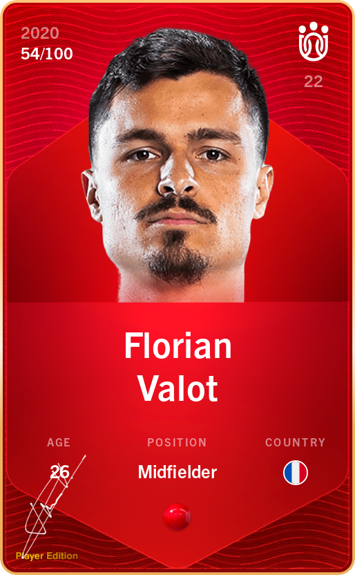 Sorare - Sorare Official - Florian Valot 2020-21 • Rare 54/100 - NFT # 59852112939905274139485961517473630574310248532687084148269685923997843516006