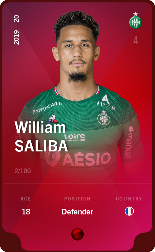 Sorare - Sorare Official - William Saliba 2019-20 • Rare 2/100 - NFT # 33319876968639513879850873541988221704538328723751833751908830828736142812717