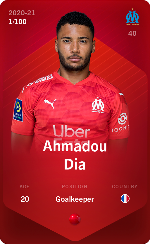 Sorare - Sorare Official - Ahmadou Dia 2020-21 • Rare 1/100 - NFT # 52054312715984585621698170962855782681174320623454422947617387326502675397030