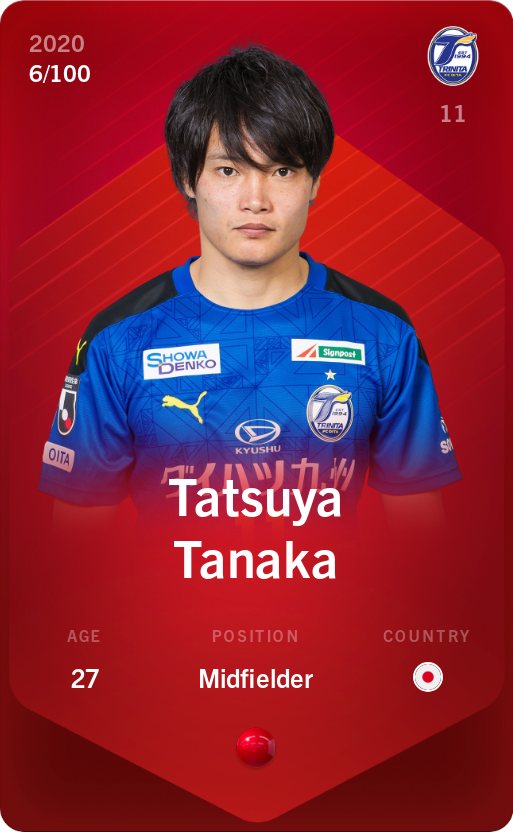 Sorare - Sorare Official - Tatsuya Tanaka 2020-21 • Rare 6/100 - NFT # 22202751386544607480466330369786851375911854319870227641379352120918289993214