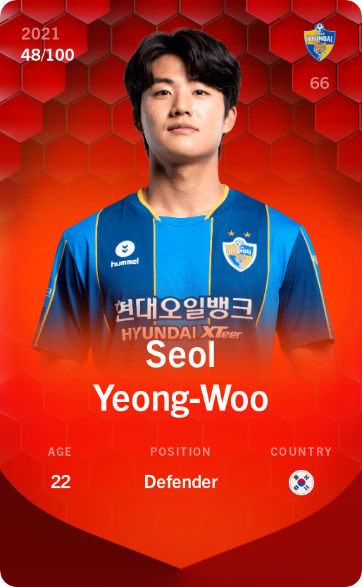 Sorare - Sorare Official - Seol Yeong-Woo 2021-22 • Rare 48/100 - NFT # 40161001621410543193317919036795813253545814304020733804626428622655003046473