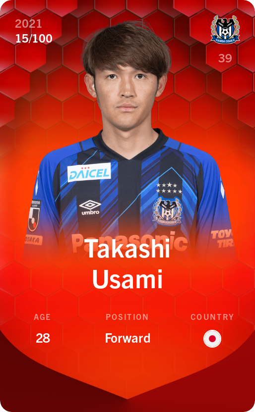 Sorare - Sorare Official - Takashi Usami 2021-22 • Rare 15/100 - NFT # 93278113461670074680149029593988034618138415992095845015207229740423628577098